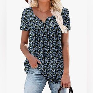 CLEARANCE SALE! 
ROSELINLIN Women's Short Sleeve Shirts Floral Summer Loose Fit